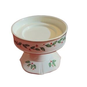 Lenox Holiday Pillar Candle Holder Holly Berry 8.25” Christmas Decor